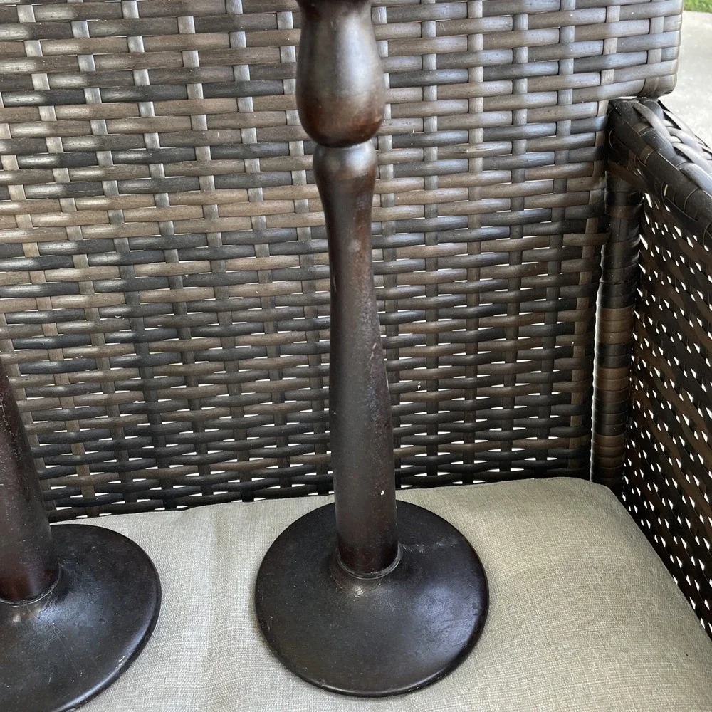 Set of 2 Vintage Wooden Candlesticks Standing Candleholder 12